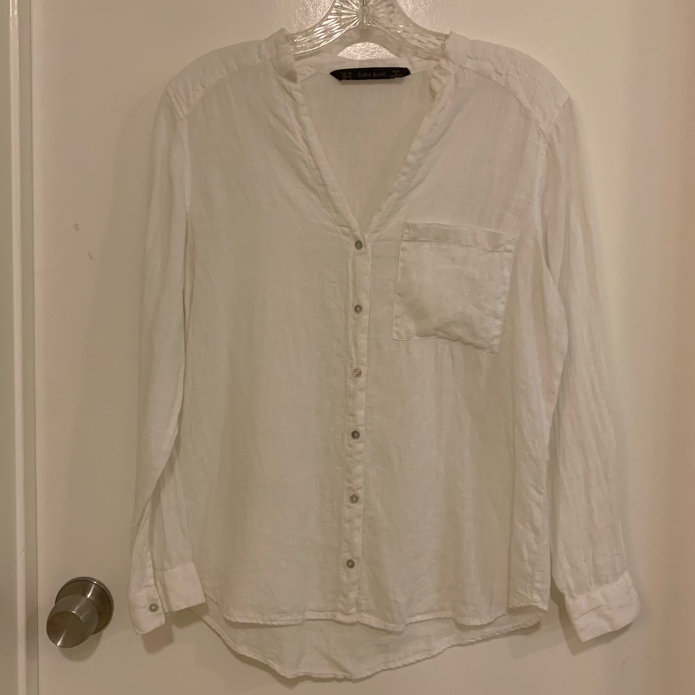 Zara Button Down Beachy Linen Top